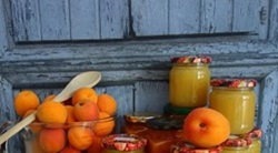 Apricots and jam jars