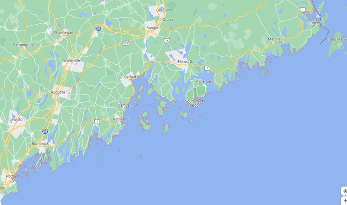 Google map of Maine coast