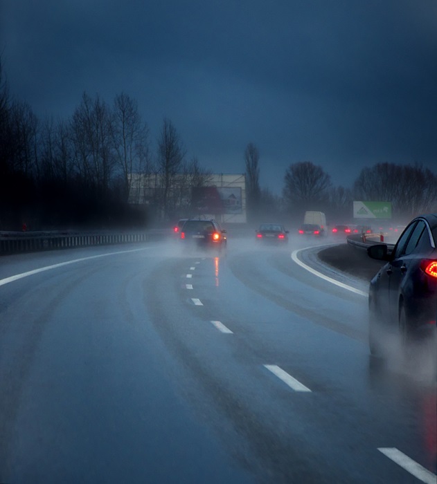 highway in the rain