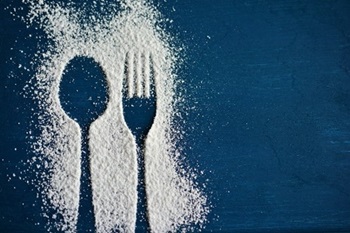 Outline of fork and spook in salt
