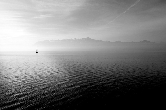 sailboat in the fog