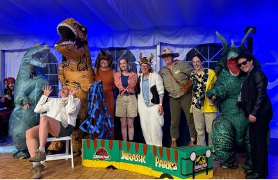Photo of immunology program at a Jurassic Park themed event