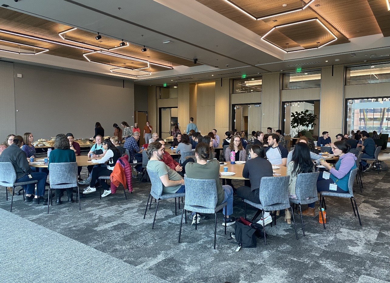 Immunology students, faculty, and staff enjoying lunch