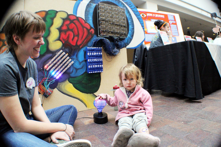 Graduate Student and girl at Museum
