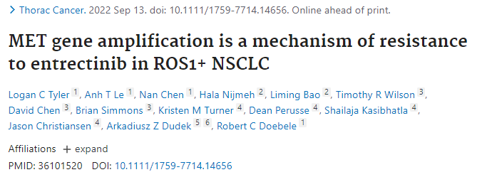 MET gene amplification is a mechanism of resistance to entrectinib in ROS1+ NSCLC