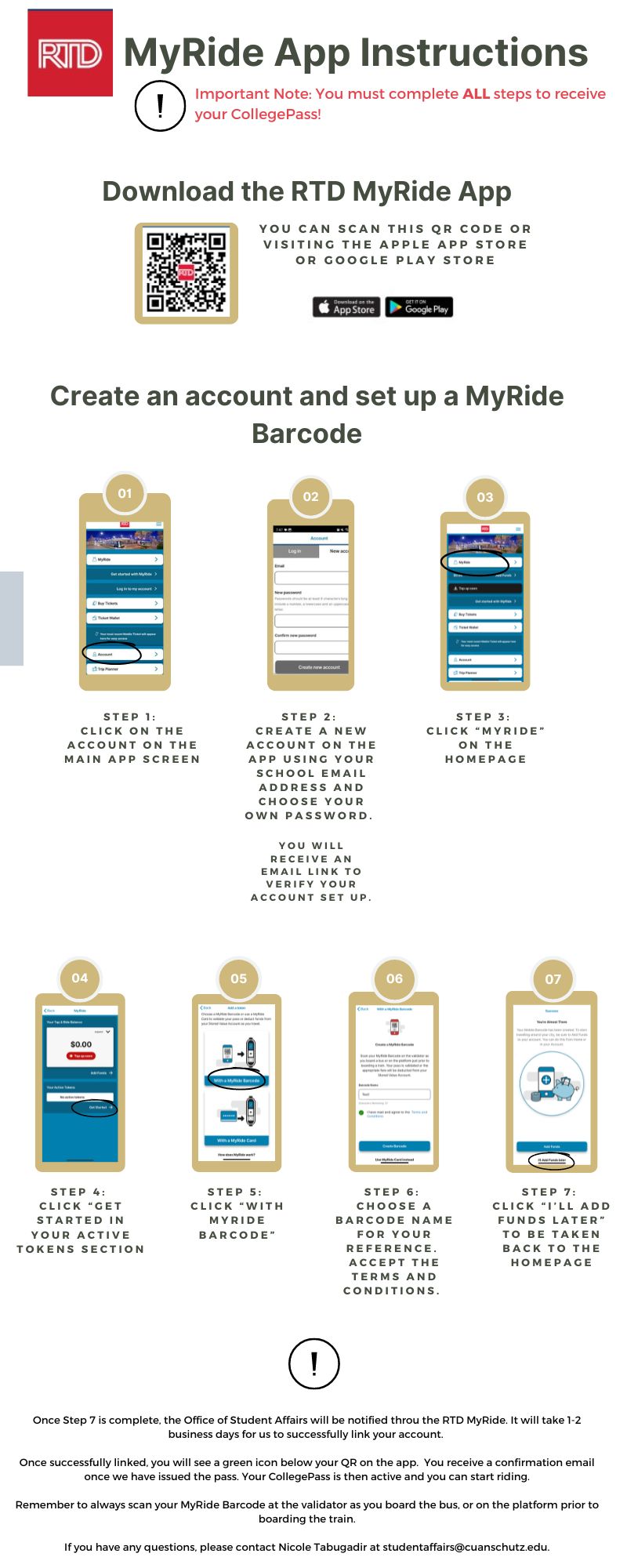 MyRide App Instructions Infographic