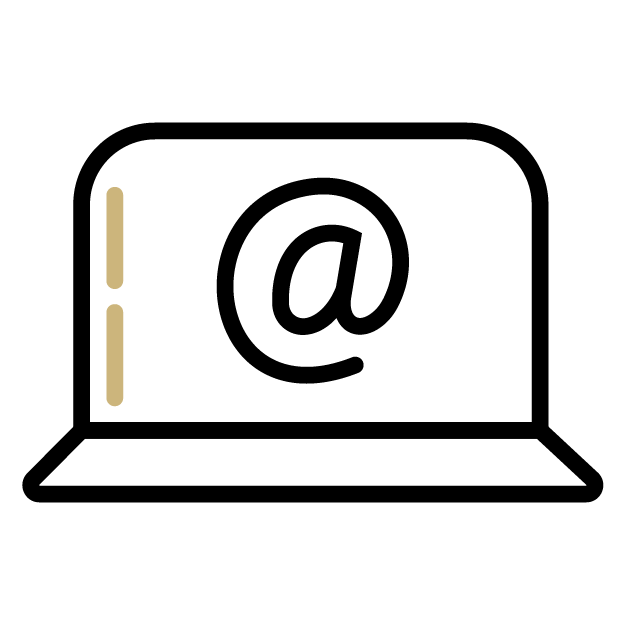 Image displays a computer with the @ symbol on the screen.