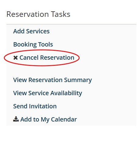 Cancel reservation button in EMS is under Reservation Tasks in the event.