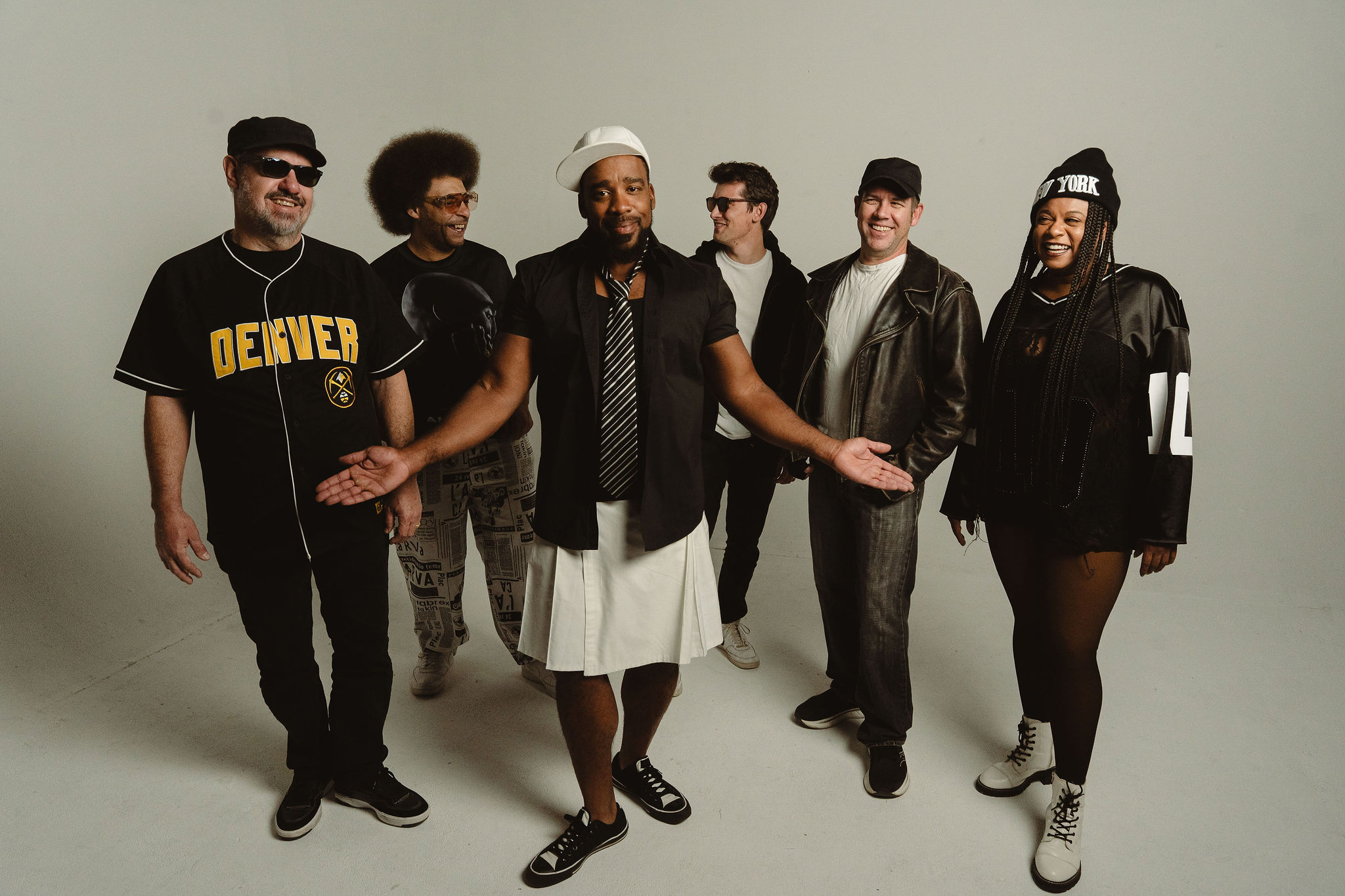 Band photo of six members of Little Moses Jones