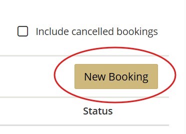 Screenshot of EMS scheduling system to indicate where the New Booking button is.