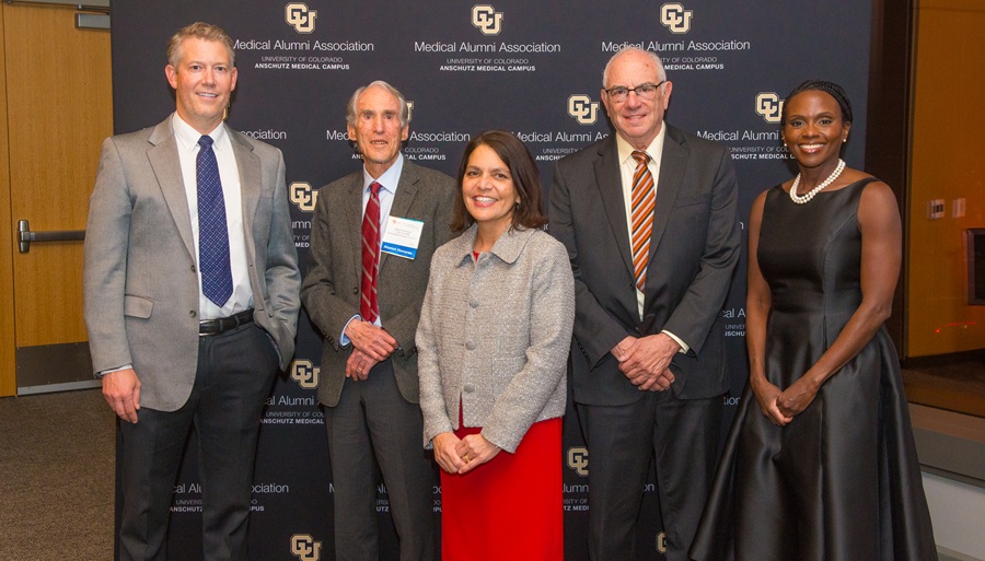 Shanta Zimmer, MD, poses with awardees during the 2025 Silver and Gold alumni celebration.