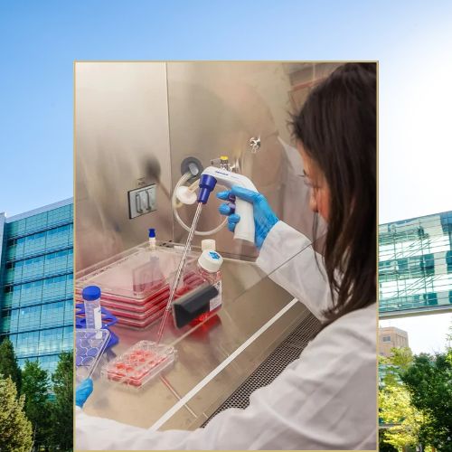 Hematologist working in a lab