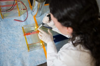 Lauren Fishbein working with samples