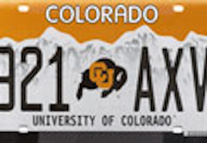 License plate with CU logo
