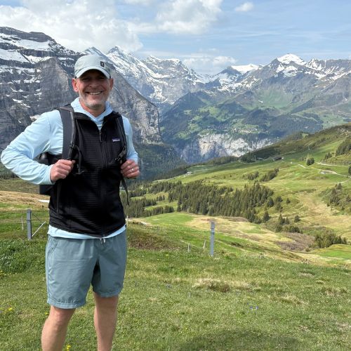 Bryan Breuer enjoying one of his favorite hobbies - hiking in the mountains.