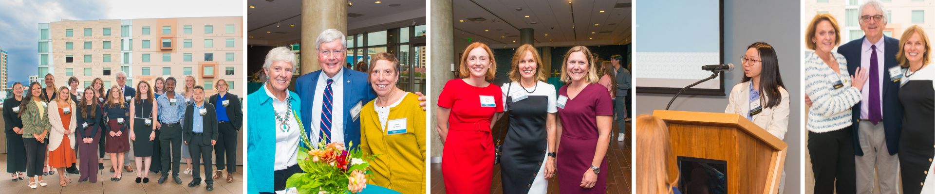 Collage of photographs taken during the 2025 CSPH PoP Celebration, featuring students, faculty and benefactors.