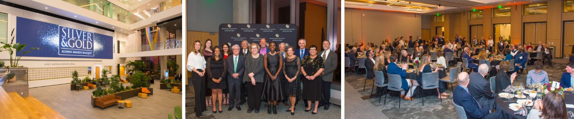 A collage of event photos capturing the 2025 Silver & Gold Alumni Awards celebration.