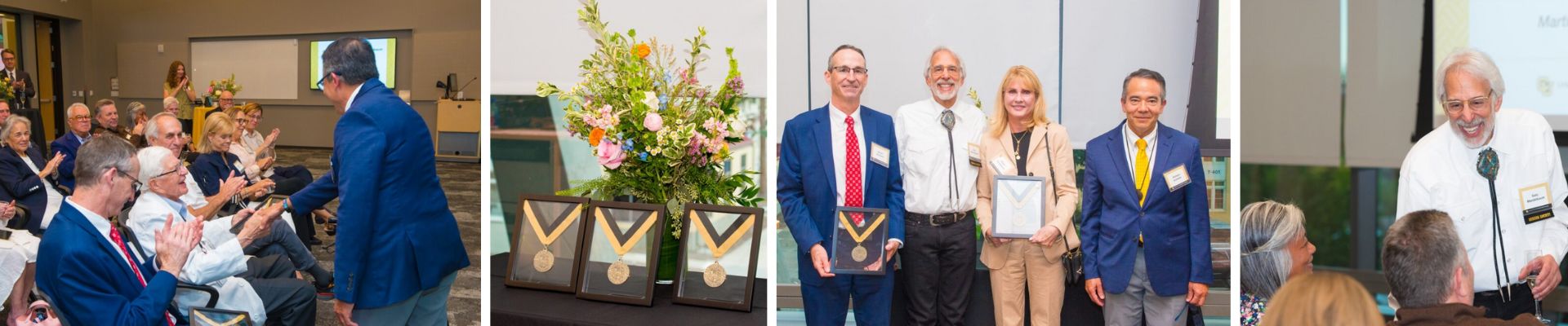 Collage of photographs taken during the Endowed Chair celebration, featuring faculty, benefactors and special guests.
