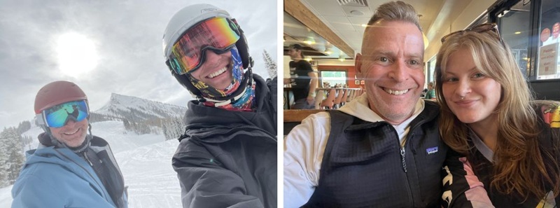Bryan enjoying skiing and quality time with his son and daughter.