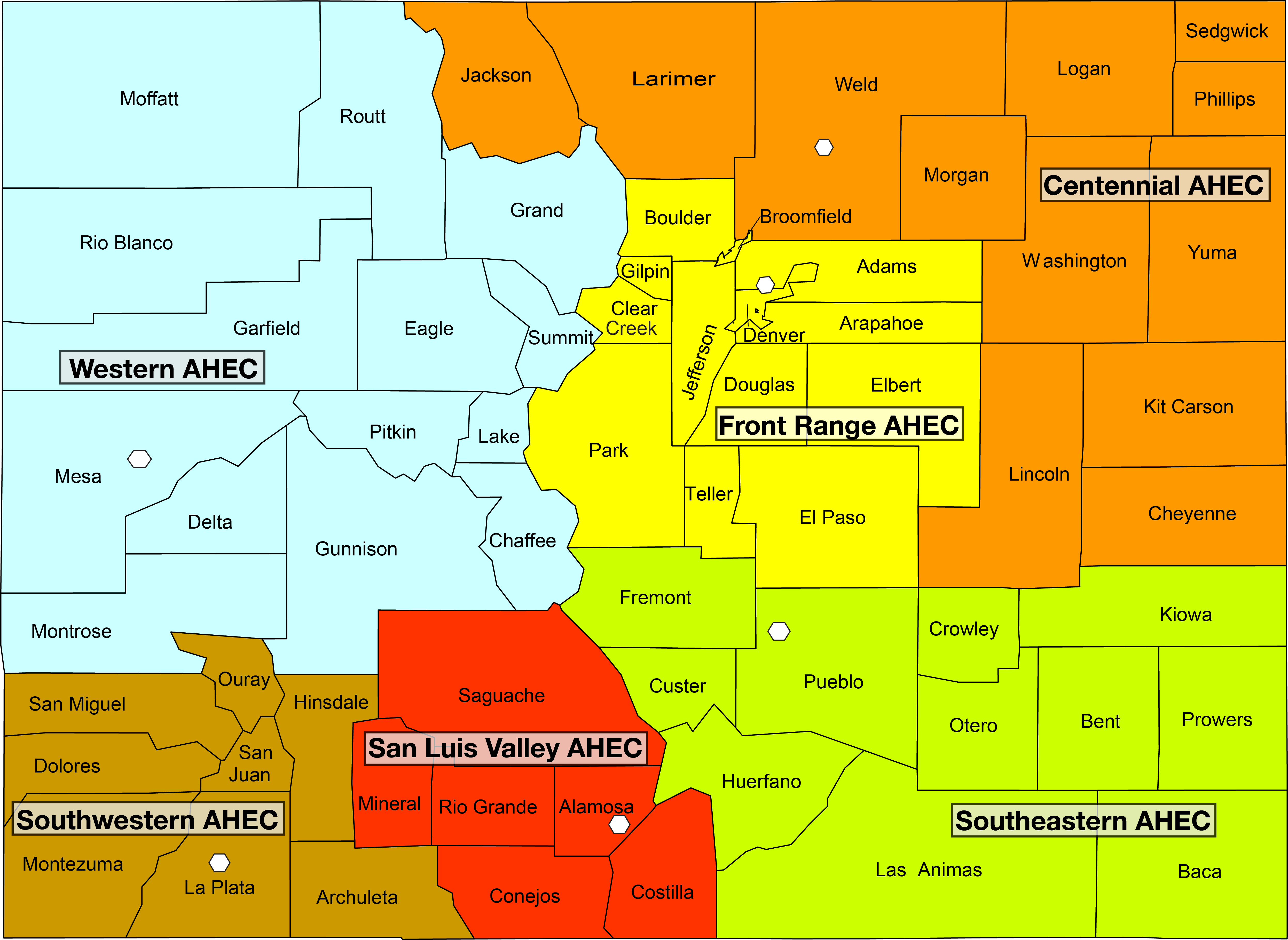 Colorado Regional AHEC Map