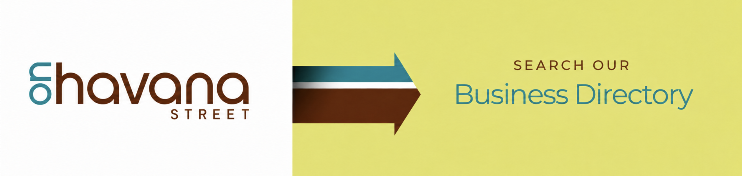 On Havana Business Directory, multicolor logo, white and yellow background