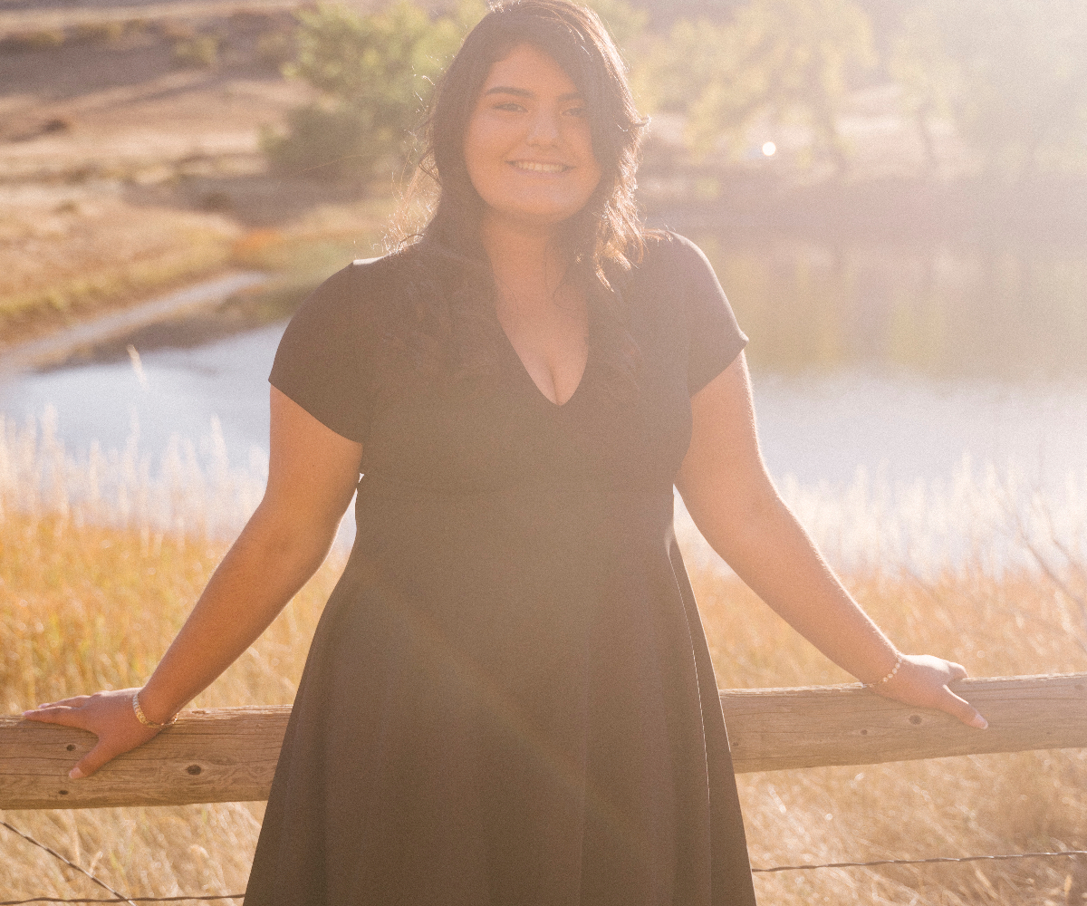 Samantha Ramirez posed in front of a lake