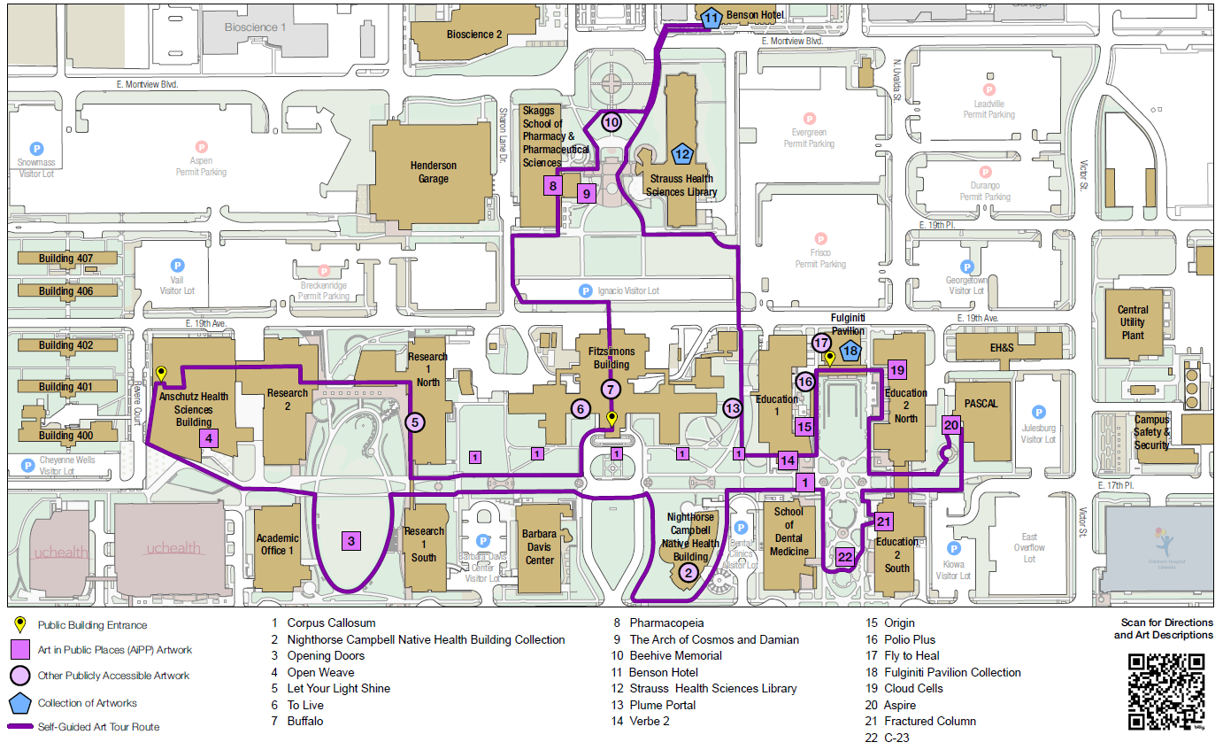 Art Tour Map for the CU Anschutz Campus Community Tour