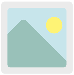 Cartoon image of a mountain with blue sky and sun behind it.