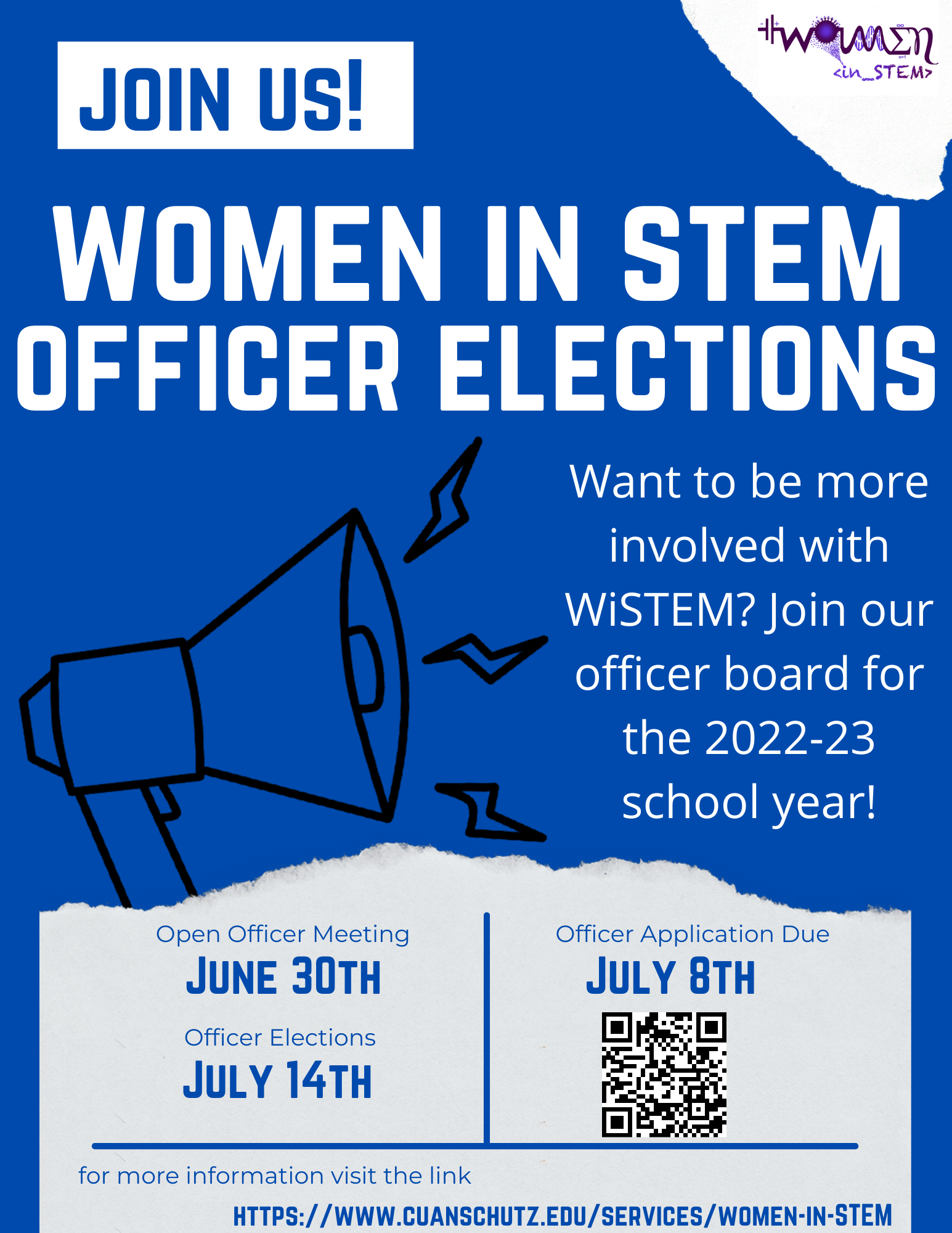 flyer for women in stem officer elections