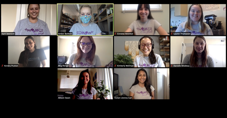 Photo of a zoom call of the ten Women in STEM officers for the 2020-2021 school year