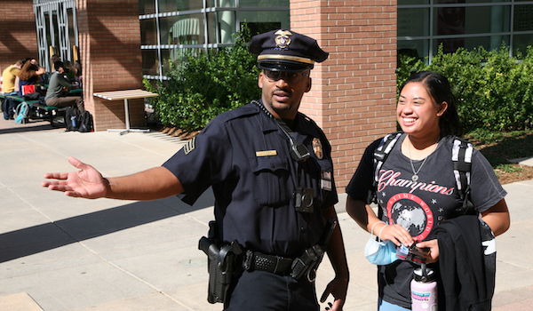 CUPD officer leading the way