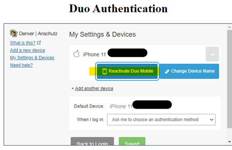 Duo home screen,  reactivate direction