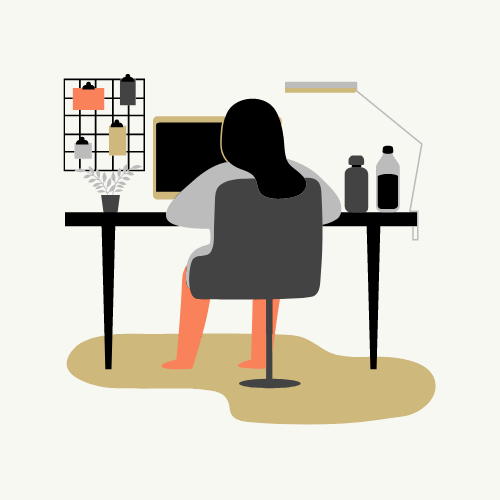Successful remote learning Person working at a desk