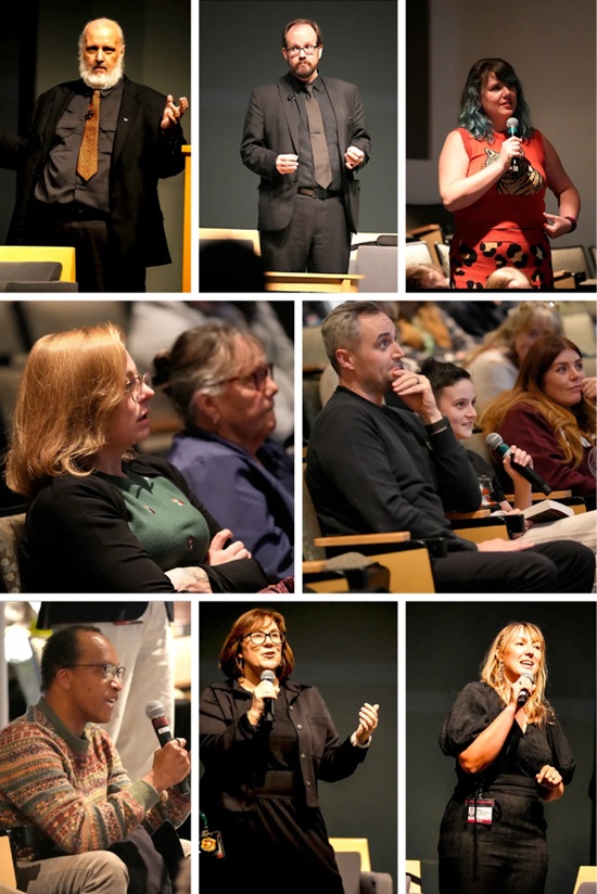 Phot collage of presenters and audience members at the October 14 presentation.