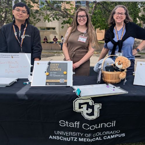 Mars, Ashley and Natalie at the Staff Council Earth Day booth 2026.