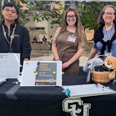 Mars, Ashley and Natalie at the Staff Council Earth Day booth 2026.